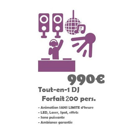 Pack Animation Tout-en-1 DJ - Forfait 200 personnes