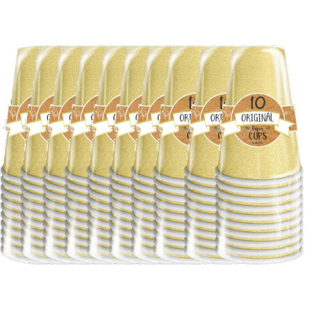 Gobelets scintillants dorés en carton x10 - 50cl original cup