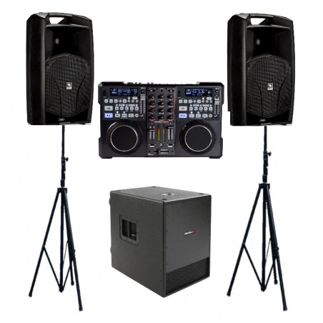 Pack 2x enceintes 600W + 1x Caisson 700W + Controleur Encore 2000