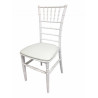 Location Chaise CHIVARI Blanche avec galette cuir pour mariage et réception